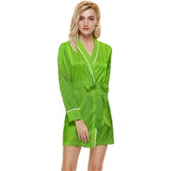 Banana Leaf Long Sleeve Satin Robe