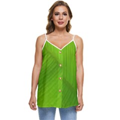 Banana Leaf Casual Spaghetti Strap Chiffon Top by artworkshop