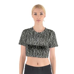 Creepy Head Motif Pattern Cotton Crop Top