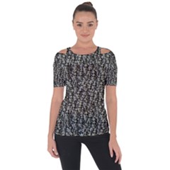 Creepy Head Motif Pattern Shoulder Cut Out Short Sleeve Top by dflcprintsclothing