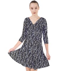 Creepy Head Motif Pattern Quarter Sleeve Front Wrap Dress