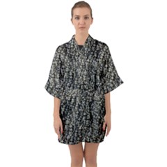 Creepy Head Motif Pattern Half Sleeve Satin Kimono 