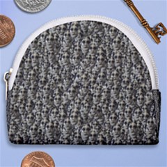 Creepy Head Motif Pattern Horseshoe Style Canvas Pouch