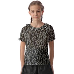 Creepy Head Motif Pattern Kids  Frill Chiffon Blouse by dflcprintsclothing