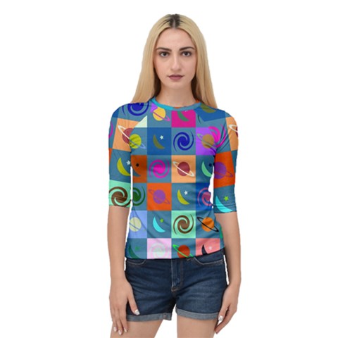 Space-pattern Multicolour Quarter Sleeve Raglan Tee by Jancukart