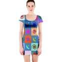 Space-pattern Multicolour Short Sleeve Bodycon Dress View1