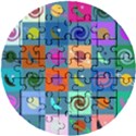 Space-pattern Multicolour Wooden Puzzle Round View1