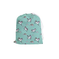 Unicorn Patterns Drawstring Pouch (medium) by Jancukart