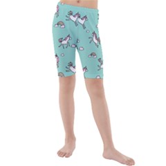 Unicorn Patterns Kids  Mid Length Swim Shorts