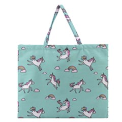 Unicorn Patterns Zipper Large Tote Bag