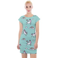 Unicorn Patterns Cap Sleeve Bodycon Dress