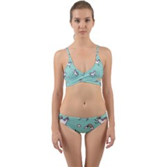 Unicorn Patterns Wrap Around Bikini Set