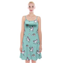 Unicorn Patterns Spaghetti Strap Velvet Dress