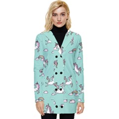 Unicorn Patterns Button Up Hooded Coat  by Jancukart