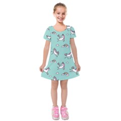 Unicorn Patterns Kids  Short Sleeve Velvet Dress