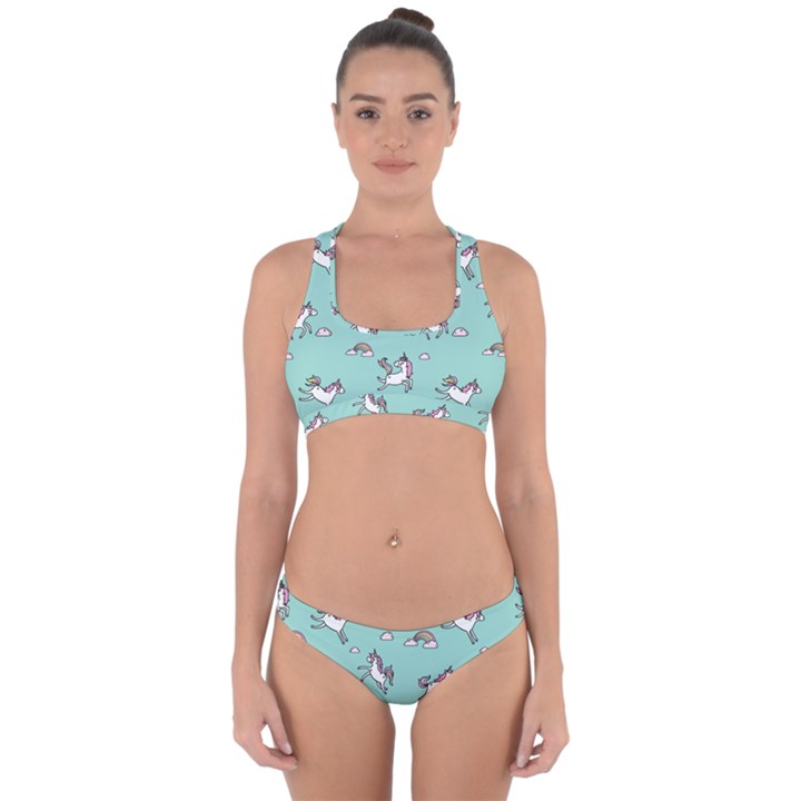 Unicorn Patterns Cross Back Hipster Bikini Set