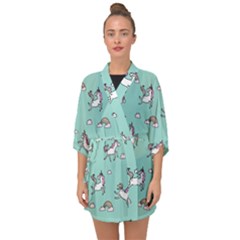 Unicorn Patterns Half Sleeve Chiffon Kimono