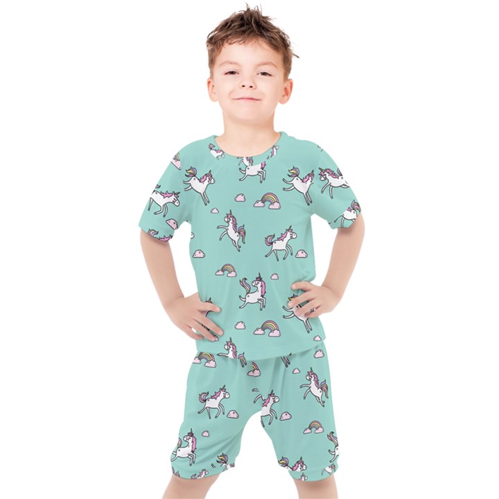 Unicorn Patterns Kids  Tee and Shorts Set