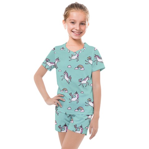 Unicorn Patterns Kids  Mesh Tee And Shorts Set by Jancukart