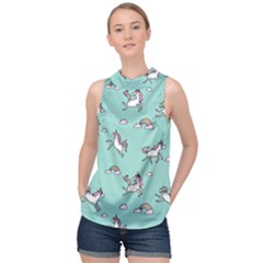 Unicorn Patterns High Neck Satin Top