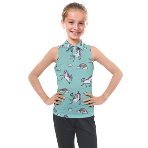 Unicorn Patterns Kids  Sleeveless Polo Tee by Jancukart