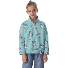 Unicorn Patterns Kids  Half Zip Hoodie by Jancukart