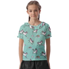 Unicorn Patterns Kids  Frill Chiffon Blouse