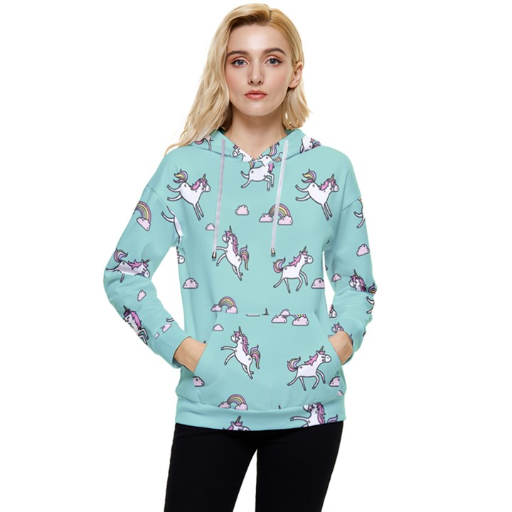 Unicorn Patterns Women s Lightweight Drawstring Hoodie