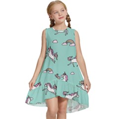 Unicorn Patterns Kids  Frill Swing Dress by Jancukart