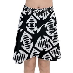 Background Pattern Chiffon Wrap Front Skirt