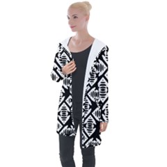 Background Pattern Longline Hooded Cardigan