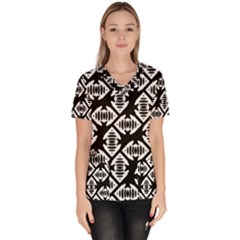 Background Pattern Women s V-neck Scrub Top