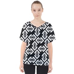 Background Pattern V-neck Dolman Drape Top