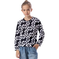 Background Pattern Kids  Long Sleeve Tee With Frill 