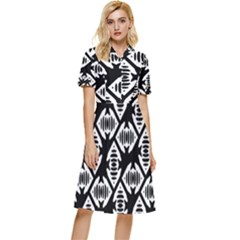 Background Pattern Button Top Knee Length Dress