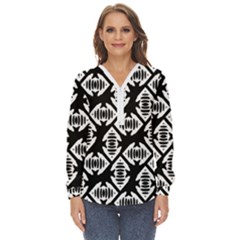 Background Pattern Zip Up Long Sleeve Blouse