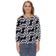 Background Pattern Cut Out Wide Sleeve Top