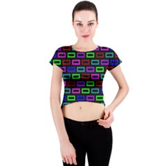 Colourful Bricks Pattern Colour Crew Neck Crop Top