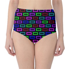 Colourful Bricks Pattern Colour Classic High-waist Bikini Bottoms