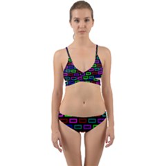 Colourful Bricks Pattern Colour Wrap Around Bikini Set by Jancukart