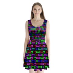 Colourful Bricks Pattern Colour Split Back Mini Dress  by Jancukart