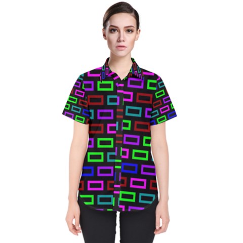 Colourful Bricks Pattern Colour Women s Short Sleeve Shirt by Jancukart