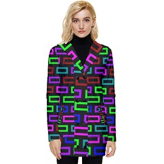 Colourful Bricks Pattern Colour Button Up Hooded Coat  by Jancukart