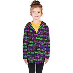 Colourful Bricks Pattern Colour Kids  Double Breasted Button Coat