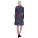 Colourful Bricks Pattern Colour Long Sleeve Velvet Front Wrap Dress View2