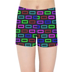 Colourful Bricks Pattern Colour Kids  Sports Shorts