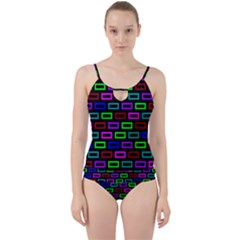 Colourful Bricks Pattern Colour Cut Out Top Tankini Set by Jancukart