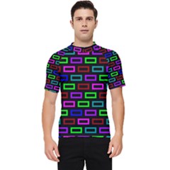 Colourful Bricks Pattern Colour Men s Short Sleeve Rash Guard by Jancukart