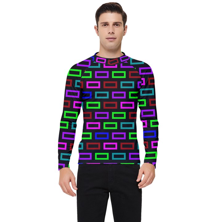 Colourful Bricks Pattern Colour Men s Long Sleeve Rash Guard