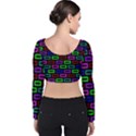 Colourful Bricks Pattern Colour Velvet Long Sleeve Crop Top View2